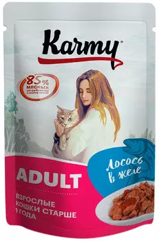 Karmy Adult для взрослых кошек с лососем в желе (5 + 1 шт)