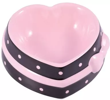 Керамическая миска КерамикАрт Сердечко коричневая с розовым бантом (0,25 л)