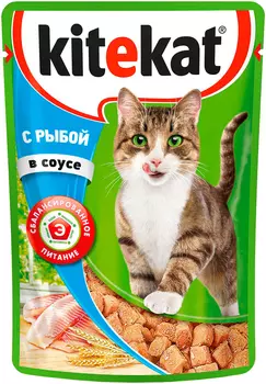 Kitekat для взрослых кошек с рыбой в соусе (85 гр х 28 шт)