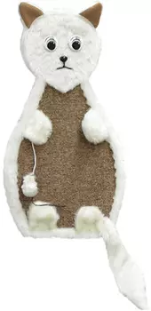 Когтеточка Котик плоская Зооник ковролин мех белый 52 х 29 х 3,5 см (1 шт)
