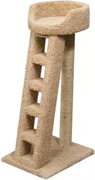 Когтеточка Лежанка с лестницей Пушок ковролин бежевая (1 шт)
