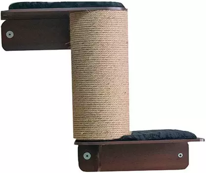 Когтеточка настенная для кошек ZooM Паркур 2 полки широкая труба джут венге 80 х 36 х 66 см (1 шт)