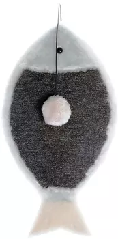 Когтеточка Рыбка Зооник ковролин мех белый 53 х 28,5 х 2 см (1 шт)