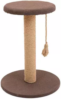 Когтеточка столбик Дарэлл Хайтек круглая с полкой рогожка джут 37 х 49 см (1 шт)