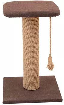 Когтеточка столбик Дарэлл Хайтек квадратная с полкой рогожка джут 37 х 37 х 49 см (1 шт)