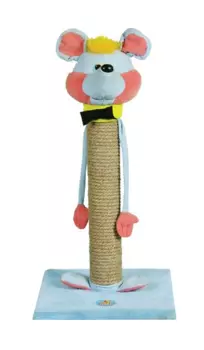 Когтеточка столбик Зооник напольная Мышь для кошек 34 х 34 х 65 см пенька (1 шт)