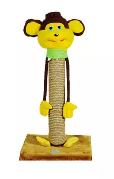 Когтеточка столбик Зооник напольная Обезьяна для кошек 34 х 34 х 65 см пенька (1 шт)