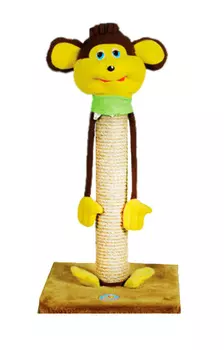 Когтеточка столбик Зооник напольная Обезьяна для кошек 34 х 34 х 65 см сизаль (1 шт)