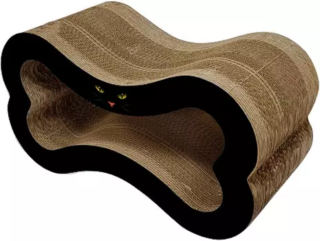 Когтеточка Зооник Кость с отверстием гофрокартон черная средняя 52 х 22 х 29 см (1 шт)