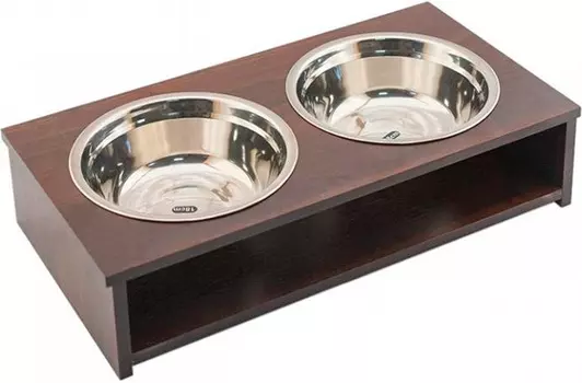Кормушка двойная для животных Дарэлл Венге ламинат 2 х 0,35 л (1 шт)