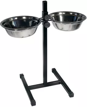 Кормушка регулируемая металлическая Eco черная 2 х 0,35 л (1 шт)