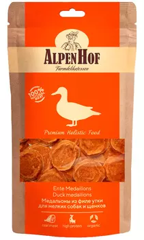Лакомство AlpenHof для собак маленьких пород и щенков медальоны с уткой 50 гр (1 уп)