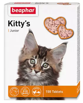 Лакомство Beaphar Kitty’s Junior для котят витаминизированное с биотином (150 шт)