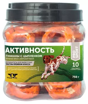 Лакомство Green Qzin Активность для собак всех пород мясо курицы на колечках из сурими 750 гр (1 шт)