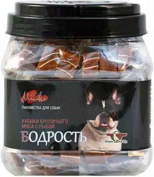 Лакомство Green Qzin Miniki Бодрость для собак маленьких пород кубики мяса кролика с сурими 630 гр (1 шт)