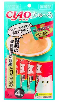 Лакомство Inaba Ciao для кошек при мочекаменной болезни с парной курицей 56 гр (1 х 6 шт)