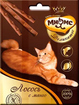 Лакомство мнямс деликатес для кошек палочки с лососем и манго (1 шт)