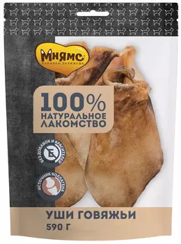 Лакомство мнямс для собак уши говяжьи сушеные 590 гр (1 шт)
