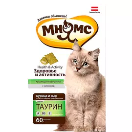 Лакомство мнямс здоровье и активность для кошек подушечки с курицей и сыром (60 гр)