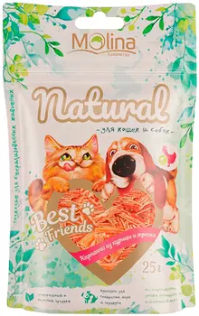 Лакомство Molina Natural Best Friends для собак и кошек карпаччо из курицы и трески 25 гр (1 шт)