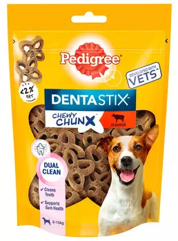 Лакомство Pedigree Denta Stix Chewy Chunx для собак маленьких пород для зубов жевательные кусочки с говядиной (68 гр)