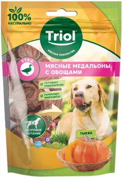 Лакомство Triol для собак медальоны мясные с уткой и тыквой 70 гр (1 шт)