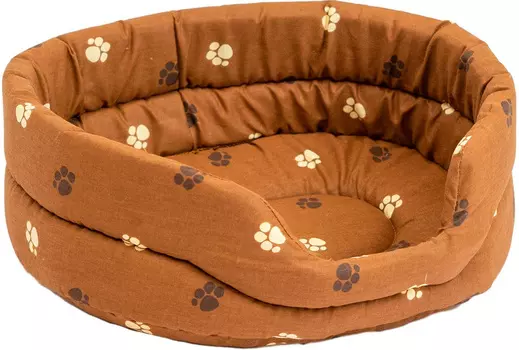 Лежак для собак и кошек Дарэлл овальный стеганый коричневый хлопок 42 х 33 х 15 см (1 шт)