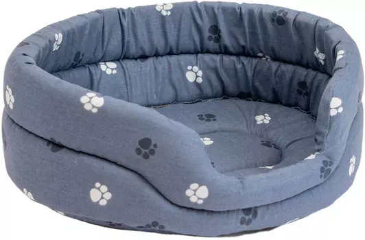 Лежак для собак и кошек Дарэлл овальный стеганый серый хлопок 53 х 42 х 16 см (1 шт)