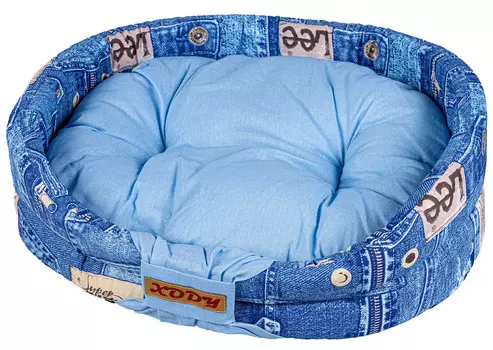 Лежак для собак и кошек Xody Бабочка Джинс хлопок 52 х 46 х 13 см (1 шт)
