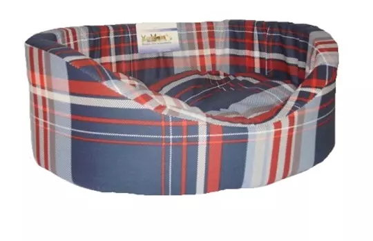 Лежак для собак с бортиком № 1, шотландка синяя, 42 х 35 х 16 см (1 шт)
