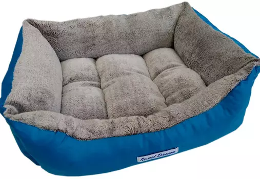 Лежак для животных Сладкий сон Мех прямоугольный № 2 голубой 60 х 49 х 16 см (1 шт)