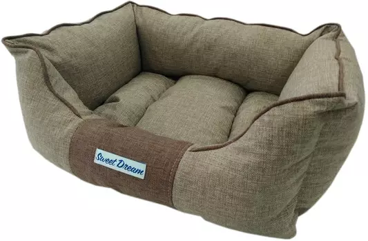 Лежак для животных Сладкий сон Рогожка прямоугольный № 3 с кантом бежевый 1/4 70 х 59 х 19 см (1 шт)