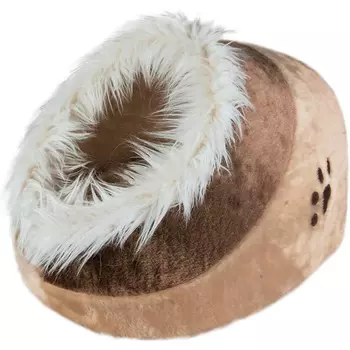 Лежак пещера для кошек Trixie Minou Лапка плюш бежевый/коричневый 35 х 26 х 41 см (1 шт)