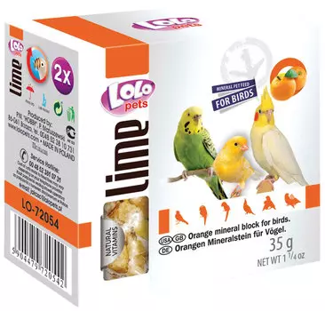 Lolo Pets Lime минеральный камень для птиц с апельсином 35 гр (1 шт)