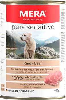 Mera Pure Sensitive Dog Rind беззерновые для взрослых собак всех пород с чувствительным пищеварением с говядиной (400 гр х 6 шт)