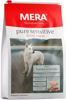 Mera Pure Sensitive Fresh Meat Dog Adult Truthahn &amp; Kartoffel беззерновой для взрослых собак всех пород с чувствительным пищеварением с индейкой и картофелем (1 кг)