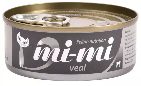 Mi-mi для кошек и котят с тунцом и телятиной в желе (80 гр х 24 шт)