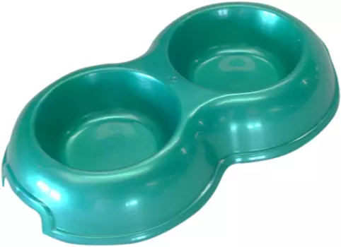 Миска для собак и кошек Homepet двойная бирюзовый перламутр 2 х 0,2 л (1 шт)