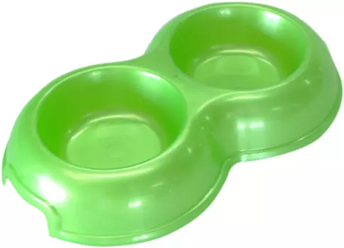 Миска для собак и кошек Homepet двойная зеленый перламутр 2 х 0,2 л (1 шт)