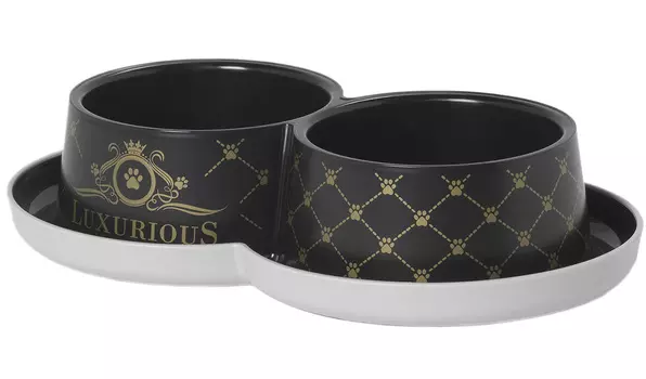Миска двойная для кошек и собак Moderna Trendy Dinner Люксори Пет 27 х 16,5 х 6 см (1 шт)