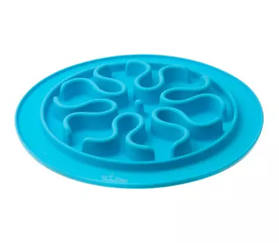 Миска силиконовая рельефная игровая для медленного поедания корма 24 см V.I.Pet Волны голубая (1 шт)
