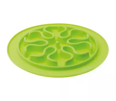 Миска силиконовая рельефная игровая для медленного поедания корма 24 см V.I.Pet Волны салатовая (1 шт)