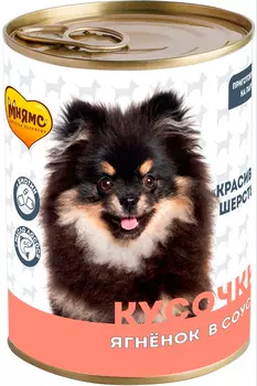 мнямс красивая шерсть для взрослых собак с чувствительной кожей и шерстью с ягненком в соусе (400 гр х 12 шт)