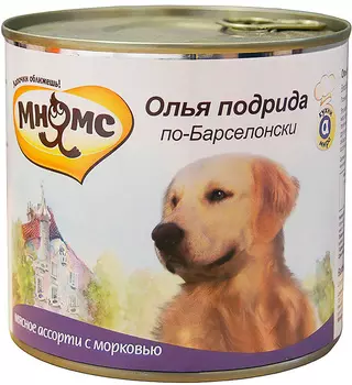 мнямс олья подрида по-барселонски для собак с мясным ассорти и морковью (600 гр х 6 шт)