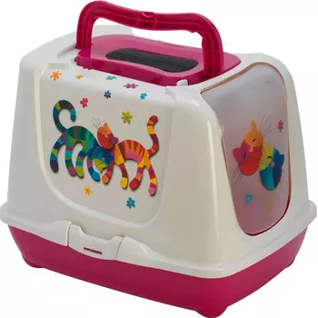 Moderna Trendy Cat туалет для кошек закрытый Друзья навсегда ярко-розовый 50 х 39,5 х 37,5 см (1 шт)