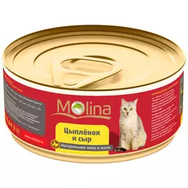 Molina для взрослых кошек с цыпленком и сыром в желе (80 гр х 12 шт)