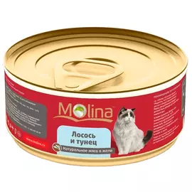 Molina для взрослых кошек с лососем и тунцом в желе (80 гр х 12 шт)