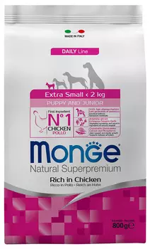 Monge Dog Extra Small Puppy &amp; Junior для щенков маленьких пород с курицей (0,8 кг)