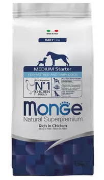 Monge Dog Medium Starter для щенков средних пород, беременных и кормящих сук (1,5 + 1,5 кг)