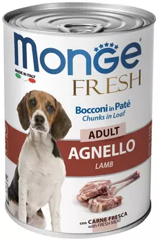 Monge Fresh Adult Dog Chunks In Loaf для взрослых собак мясной рулет с ягненком (400 гр х 24 шт)
